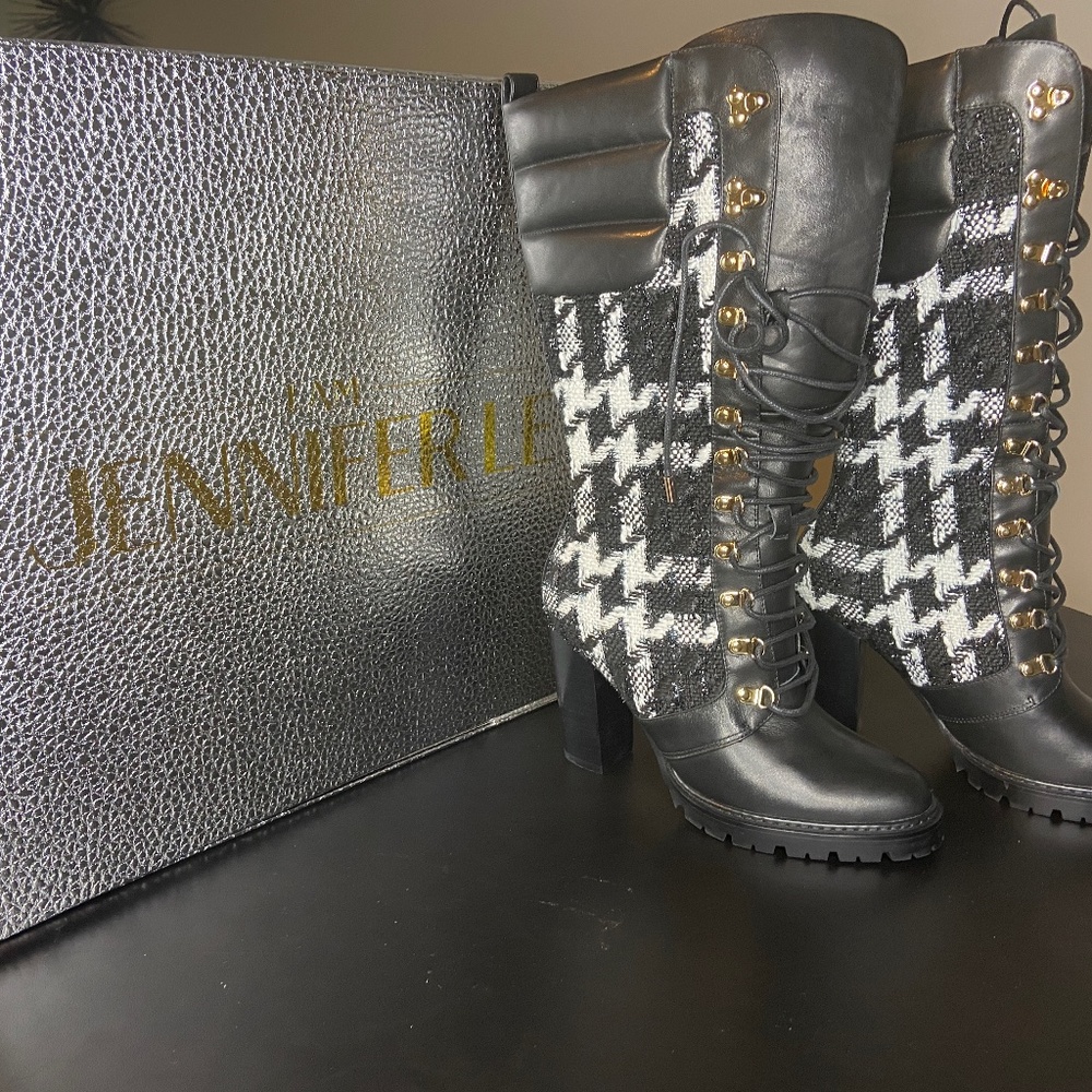 Jennifer Le Driftwood Houndstooth Boot